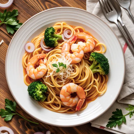 Broccoli and Shrimp Tomato Cream Pasta