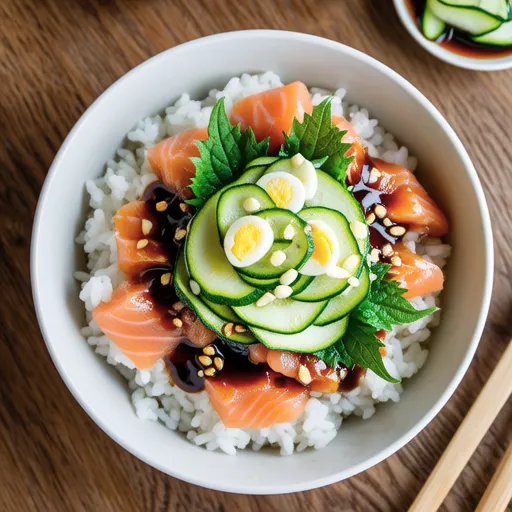 Grilled Miyagi Salmon Bowl with Garlic Soy Sauce
