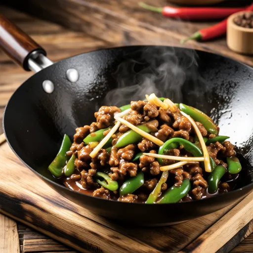 Stir-fried Green Pepper and Ground Chicken with Oyster Sauce
