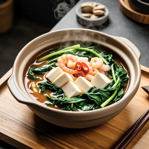 Spinach and Dried Shrimp Miso Soup