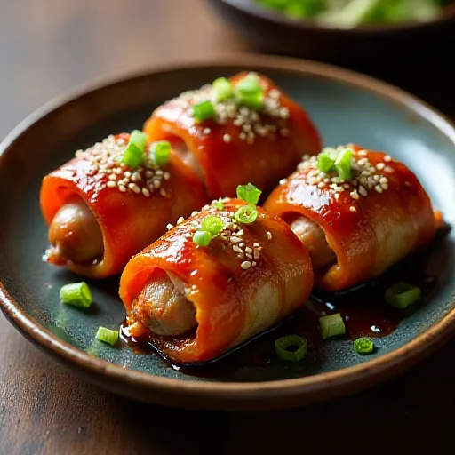 Pork Wrapped Bell Peppers with Yakiniku Sauce