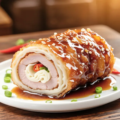 Cheese-Stuffed Hanpen Wrapped in Pork