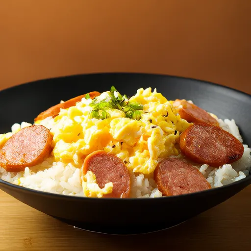 Bratreis mit Wurst und Ei