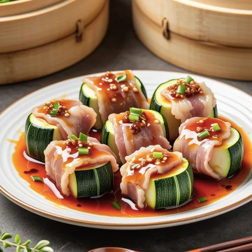 Spicy Steamed Pork Wrapped Zucchini