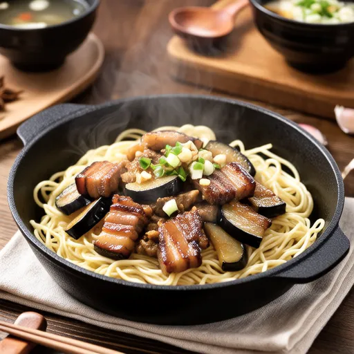 Stamina Somen with Pork Belly and Eggplant