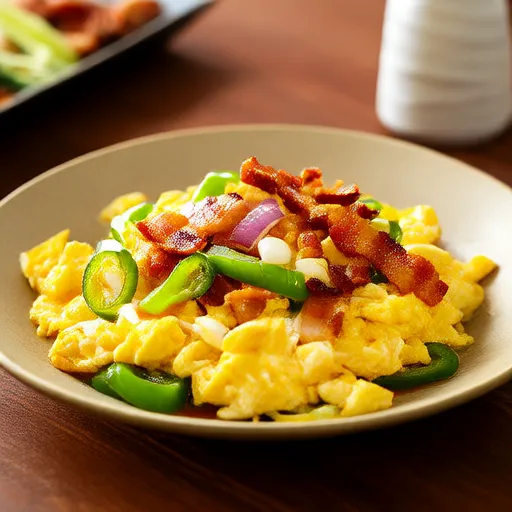 Stir-fried Chicken and Bell Pepper with Bacon