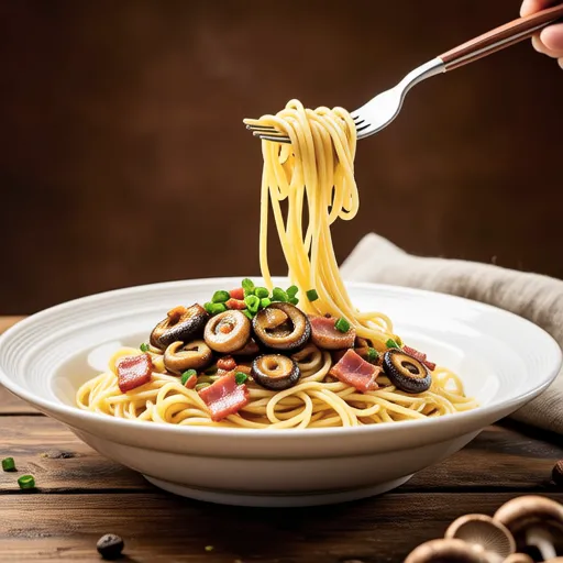 Bacon and King Oyster Mushroom Butter Soy Sauce Pasta