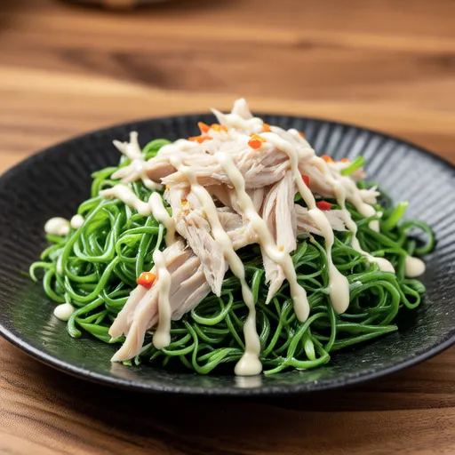 Mizuna and Chicken Salad with Mentaiko Mayo