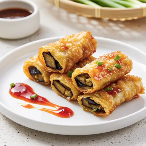 Rice Paper Eggplant Fritters with Sweet and Sour Sauce
