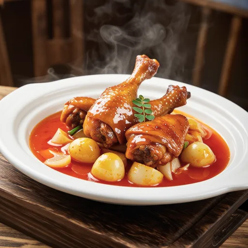 Simmered Chicken and New Burdock in Tomato Sauce
