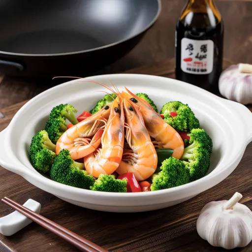 中華風ブロッコリーとエビの炒め物