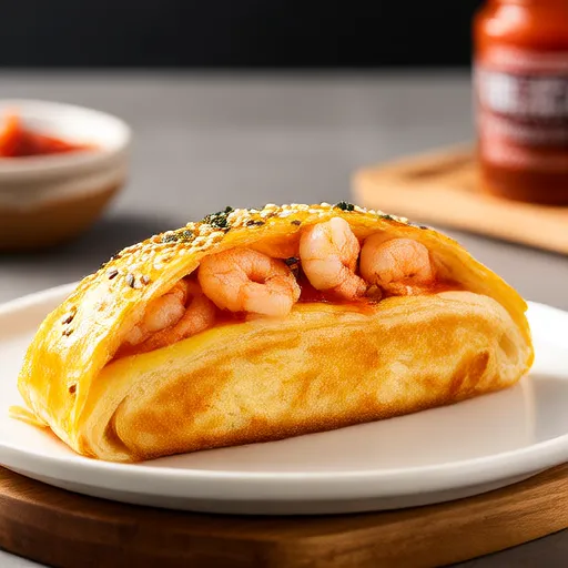 Cheese Tomato Shrimp Omelette