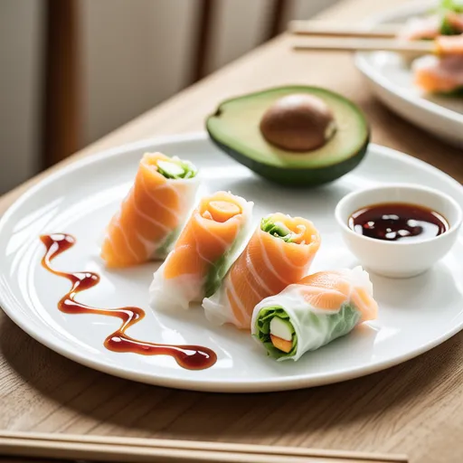 Smoked Salmon and Mizuna Fresh Spring Rolls