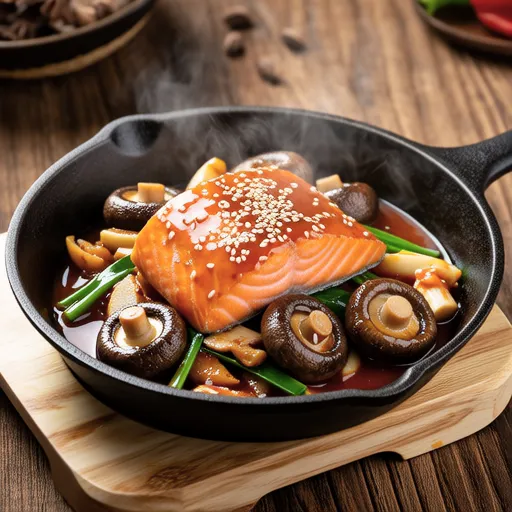 Salmon and Mushroom Kimchi Stir-fry