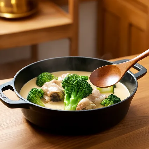 Pollo y brócoli en crema