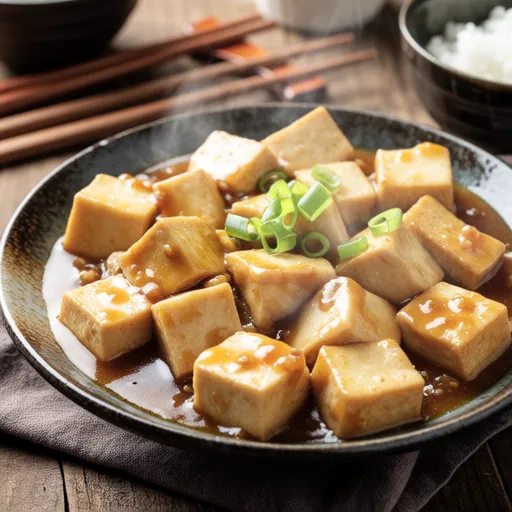 Simmered Taro and Fried Tofu in Mentsuyu