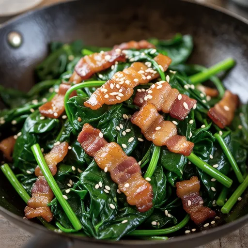 Spinach Bacon Stir-fry