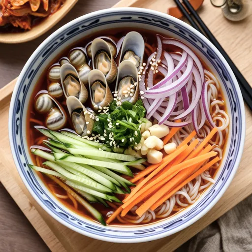 Golbaengi Somyeon Mulhoe (Spicy Sea Snail Noodle Salad)