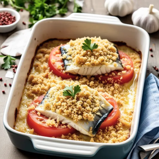 Baked Mackerel and Tomato with Breadcrumbs
