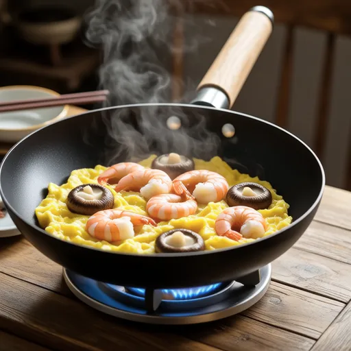 Shrimp and Shimeji Mushroom Stir-fried Eggs