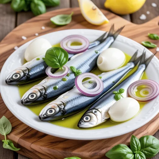 Basil Marinated Sardines and Cheese