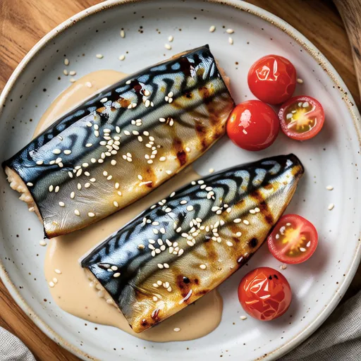Grilled Mackerel with Sesame Miso Mayo