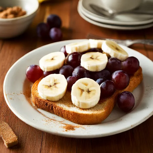 Torrada de banana e uvas