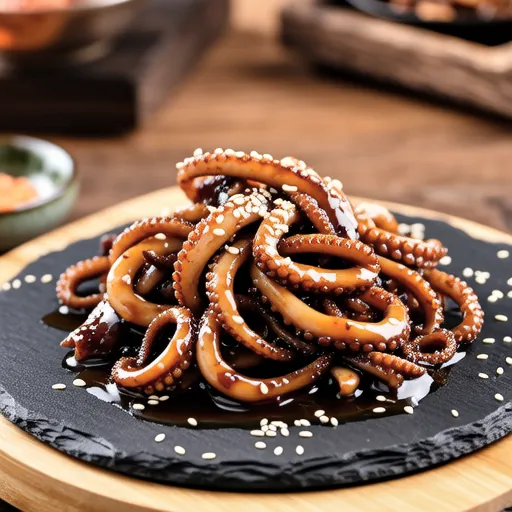 Soy Sauce Stir-fried Dried Squid (Ganjang Jinmi Chae Bokkeum)