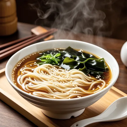 Maitake and Wakame Vermicelli Soup
