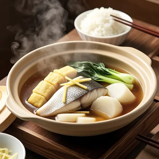 Simmered Yellowtail and Turnip with Ginger Miso