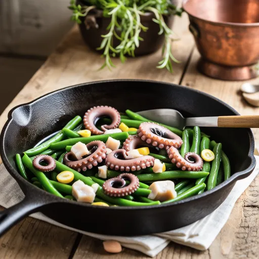 Green Beans and Octopus Anchovy Sauté