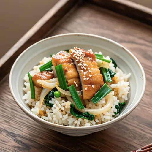 Stir-fried Rice with Fish Cake and Perilla Leaves