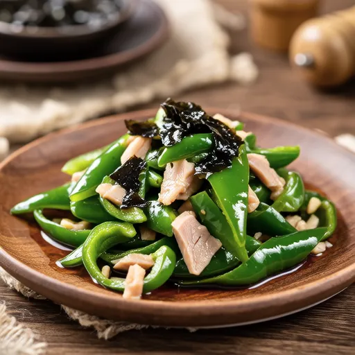 Stir-fried Green Peppers with Tuna and Salted Kombu