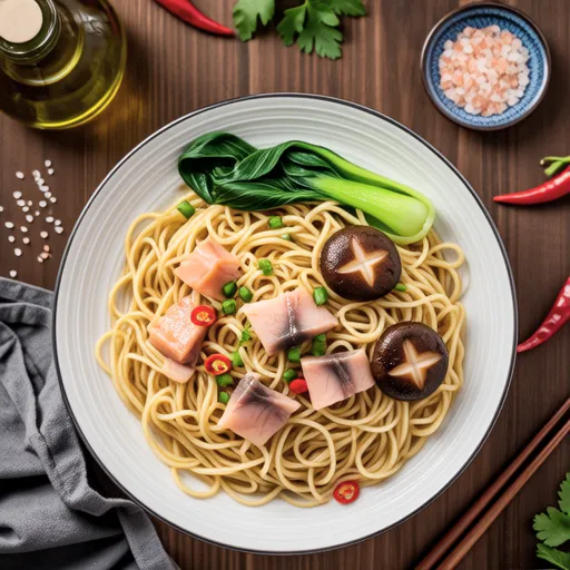 Sardine, Mizuna, and Maitake Spaghetti