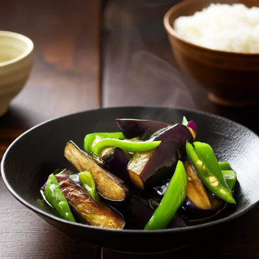 Salteado de berenjena y pimiento con miso