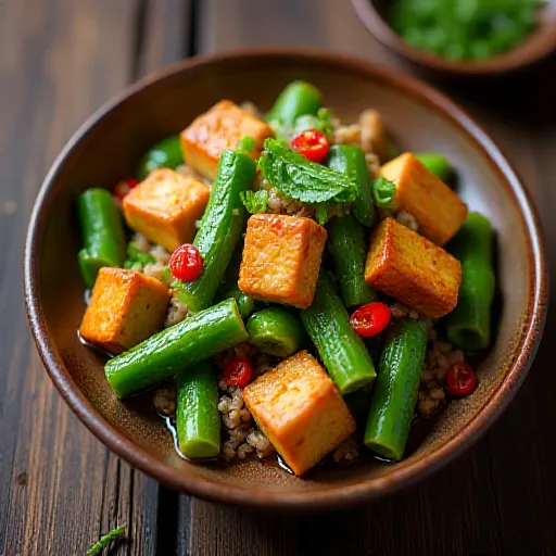 Okra and Tofu Stir-fry with Ground Pork