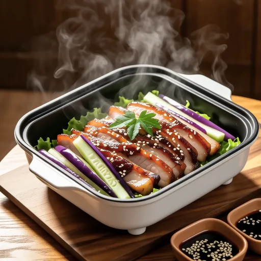 Layered Steamed Pork, Eggplant, and Shiso