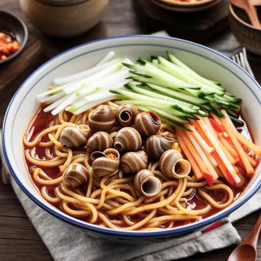 Golbaengi Somyeon Muchim (Spicy Moon Snail Noodles)