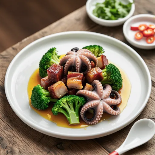Broccoli, Bacon, and Octopus Ajillo