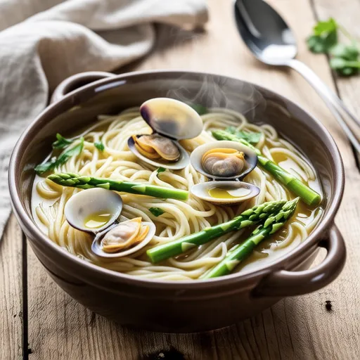 Clam and Asparagus Soup Pasta