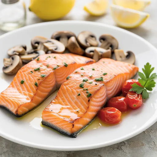 Salmon Meunière with Sautéed Mushrooms