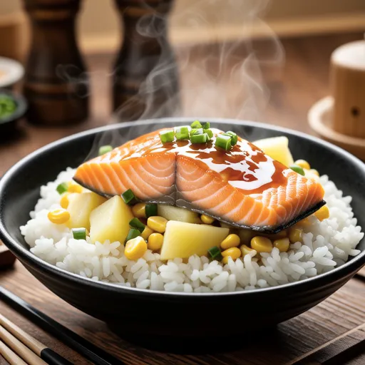 Salmon and Butter Soy Sauce Rice with Potatoes
