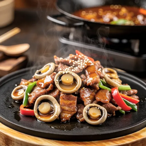 Diet Stir-fried Pork Loin with Oyster Mushrooms and Bell Peppers