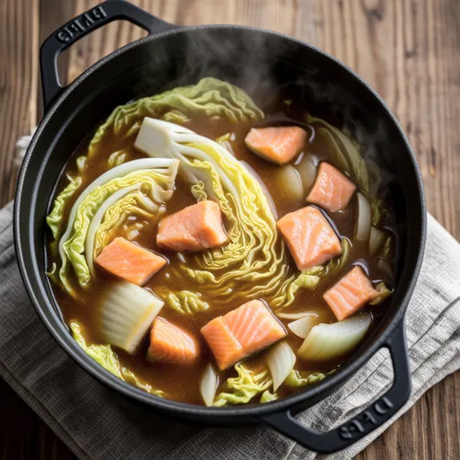 Cabbage and Salmon Miso Simmer