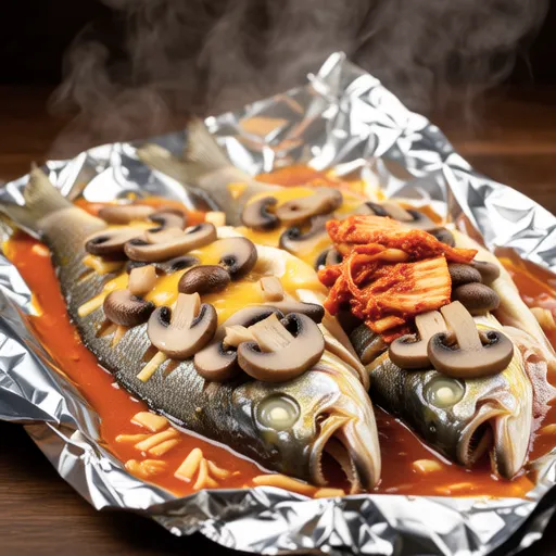 サンマとキムチチーズのホイル蒸し