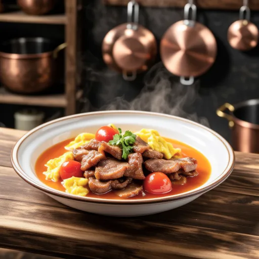 Stir-fried Pork, Egg, and Tomato with Chinese Flavor