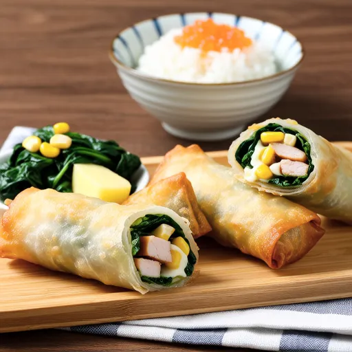 Non-Fried Mentaiko Cheese Spring Roll Bento