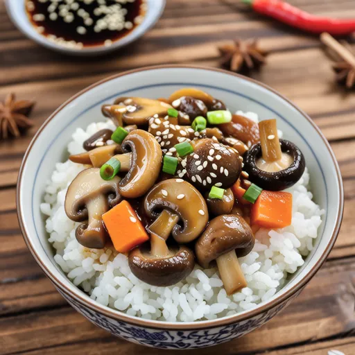 Mushroom Japchae Rice Bowl (No Glass Noodles)