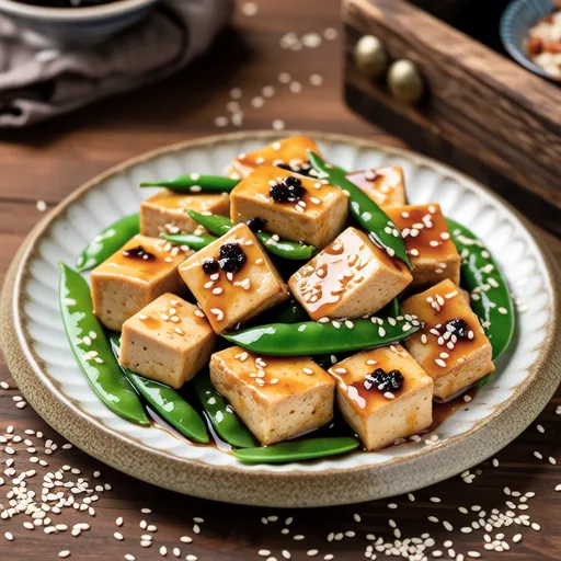 Thick Fried Tofu with Black Sesame Dressing