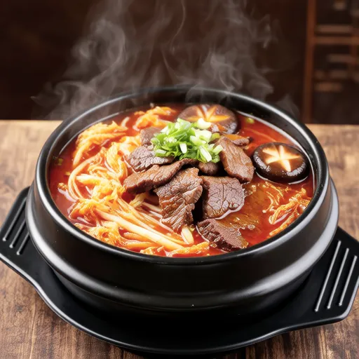 Spicy Korean Beef Bone Soup with Napa Cabbage